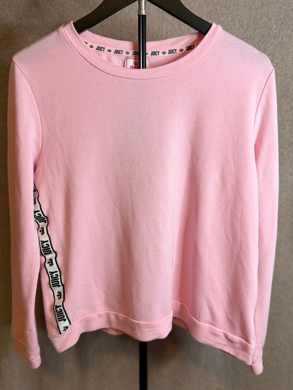 Juicy Couture Pink Logo Tape Sleeve Sweatshirt Pullover M